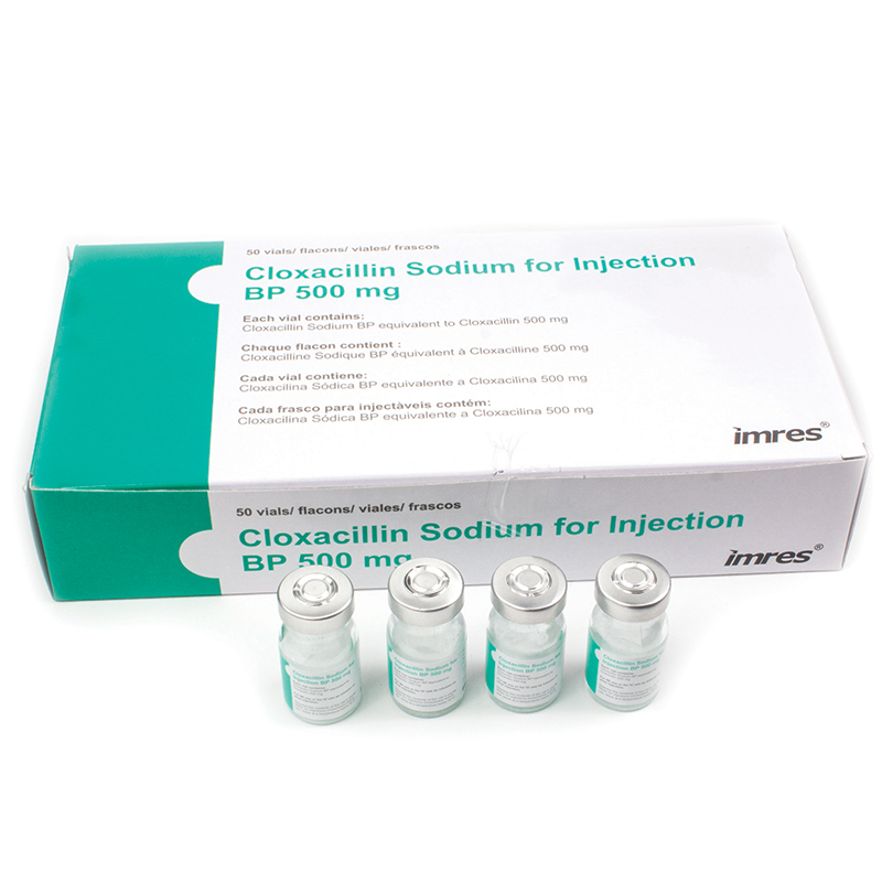 13550 cloxacilline 500 mg, poudre pour flacon pour injection. Contient 5 unités de 50.