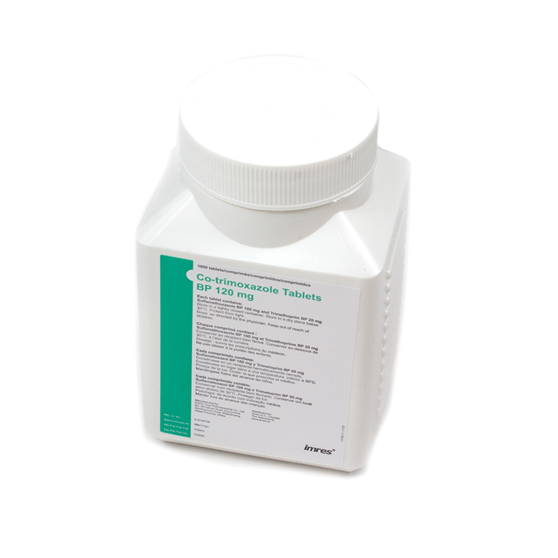 13768 trimetoprim-sulfametoxazol 100 mg + 20 mg, comprimido. Contém 5 unidades de 1000.