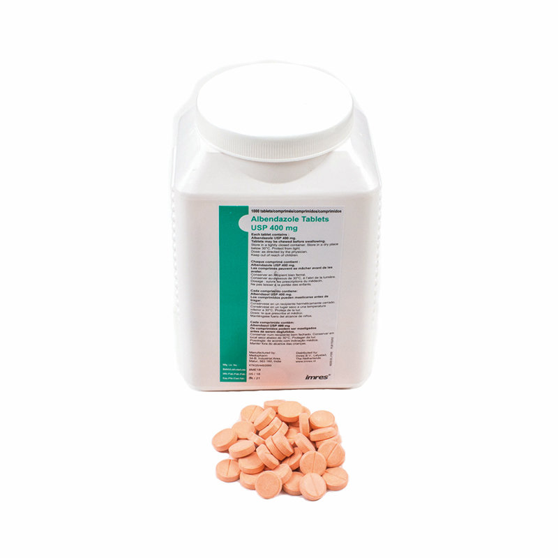 48209 albendazole USP 400 mg tablet (flavoured). Contains 25 units of 1000.